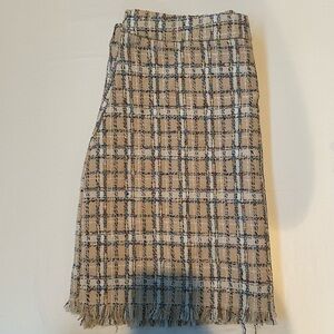 English Factory Tan Plaid Pencil Skirt